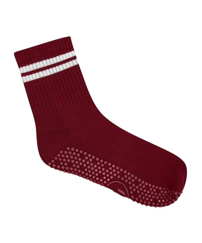 Move Active Stripe Crew Crimson Dream Grip Socks 4