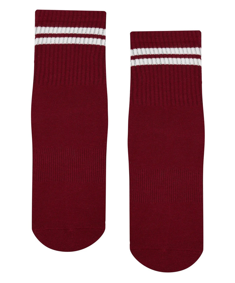 Move Active Stripe Crew Crimson Dream Grip Socks 1