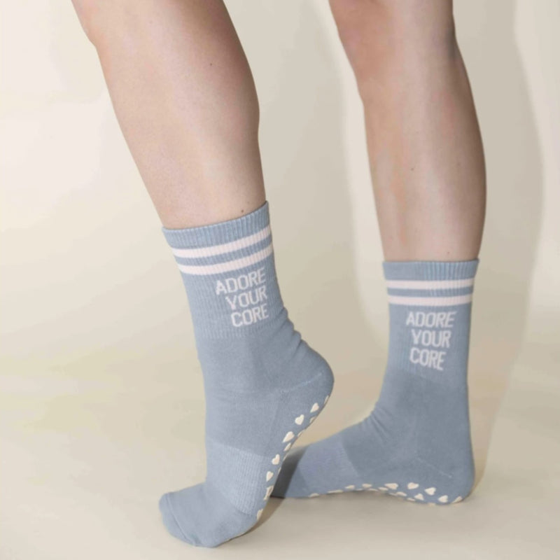 pilates honey adore your core grey grip socks