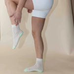 Pilates Honey Cream Ribbed Short Grip Socks