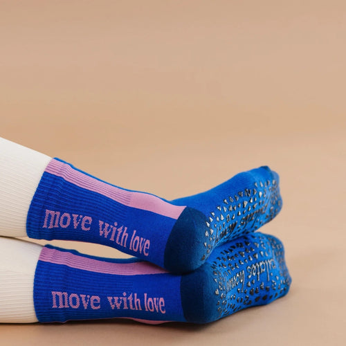 Pilates Honey Move With Love Crew Grip Socks