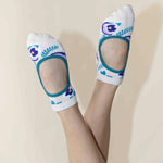 pilates honey purple pansy Mary Jane grip socks