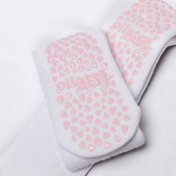 pilates honey scrunch grip socks white