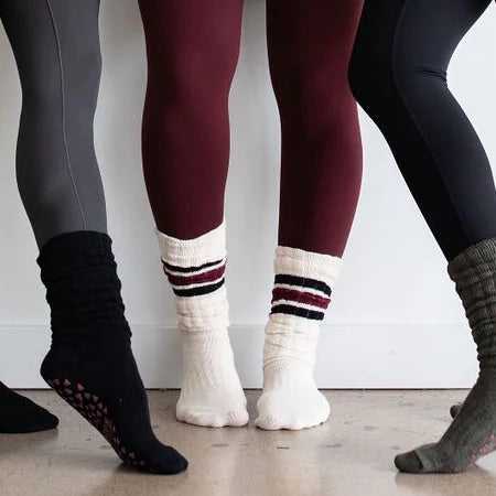 Women's burgundy cotton tights with multicoloured strips