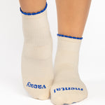 Pointe Studio Mental Vacay Ankle Ivory Grip Socks 1