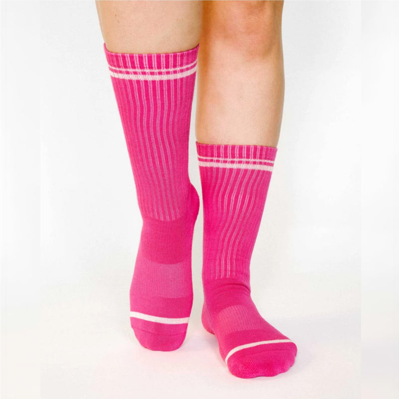 pointe studio varsity crew pink grip socks