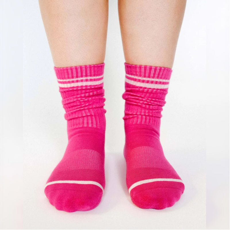 pointe studio varsity crew pink grip socks