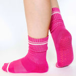 pointe studio varsity crew pink grip socks