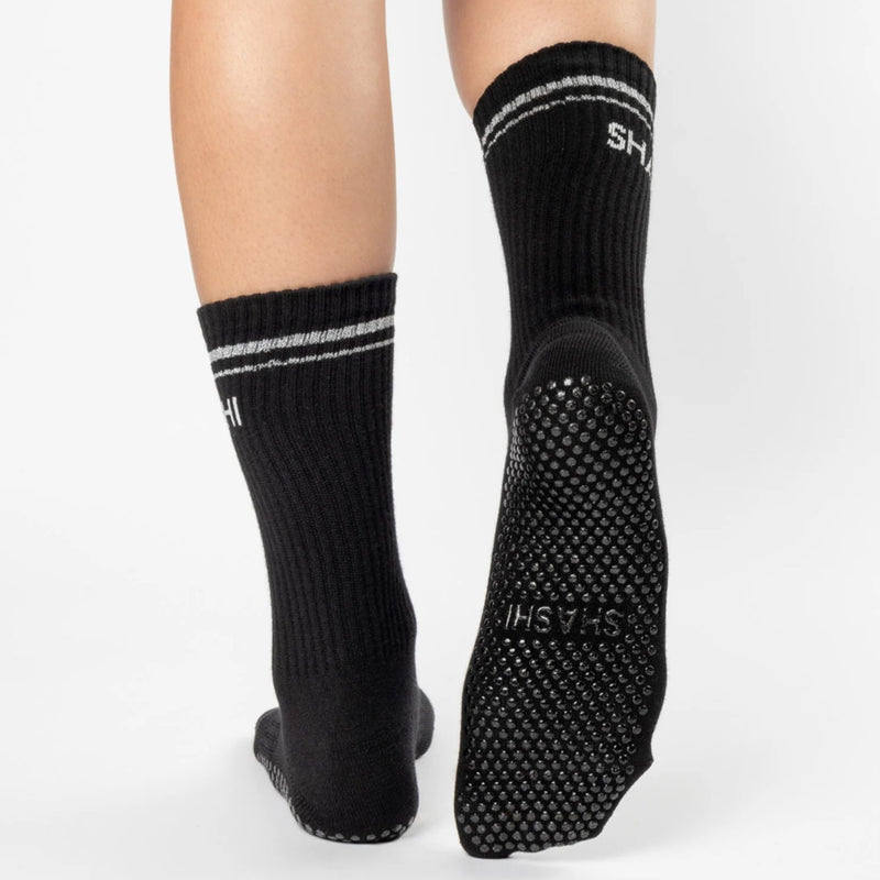 shashi halo crew black grip socks