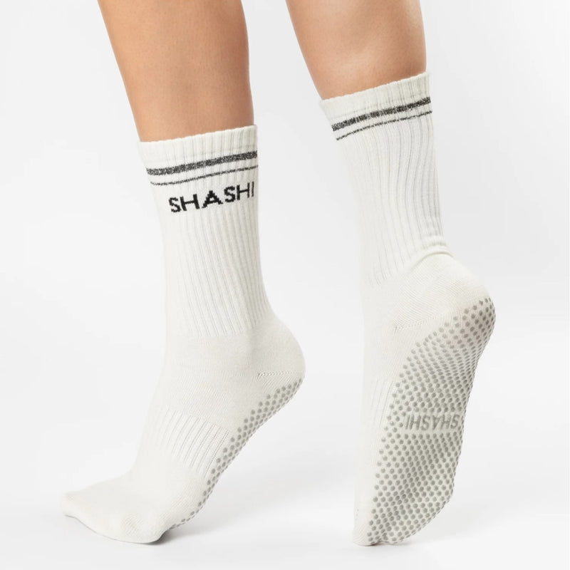 shashi halo crew white grip socks