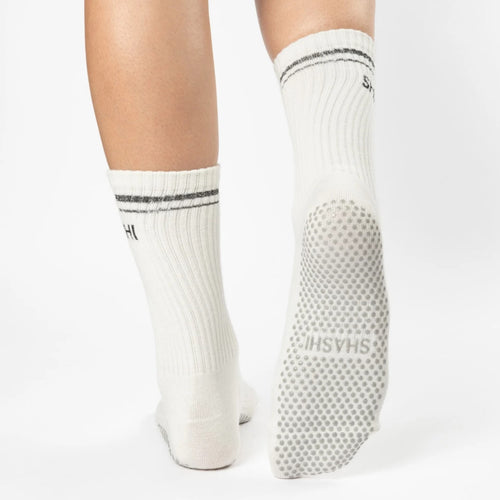 shashi halo crew white grip socks