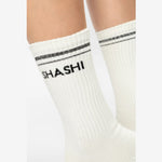 shashi halo crew white grip socks