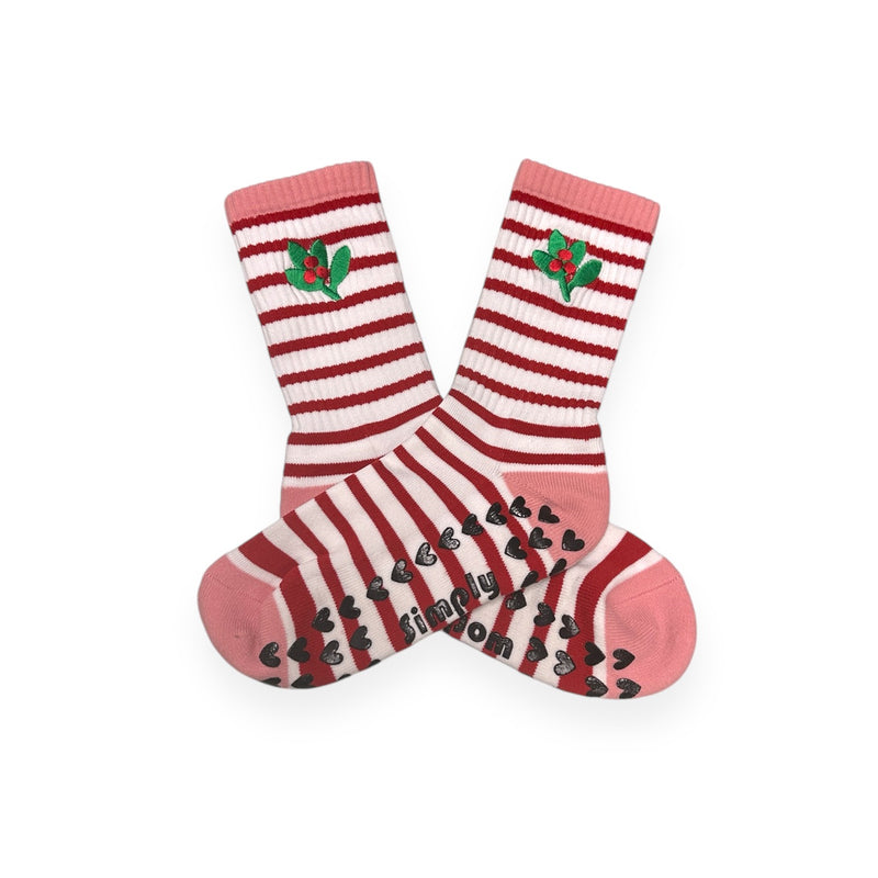 simply workout mistletoe holiday grip socks