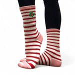 simply workout holiday mistletoe crew grip socks