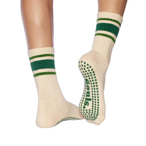 Souls LA Green Retro Crew Grip Socks