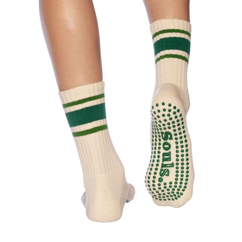 Souls LA Green Retro Crew Grip Socks