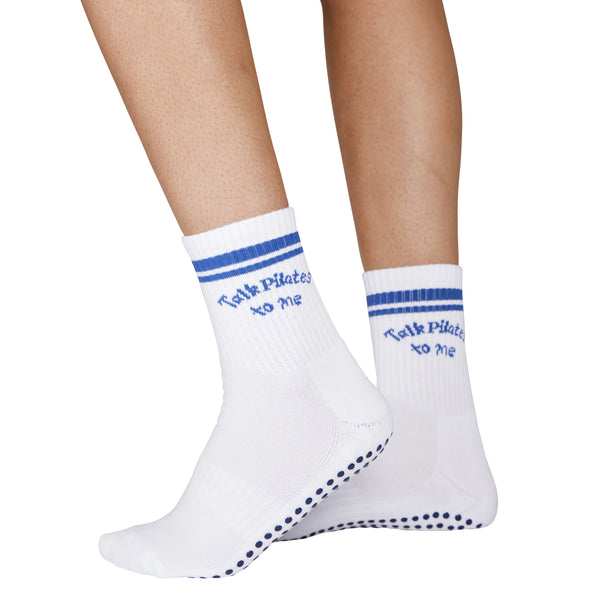 souls LA grip socks talk pilates to me crew striped