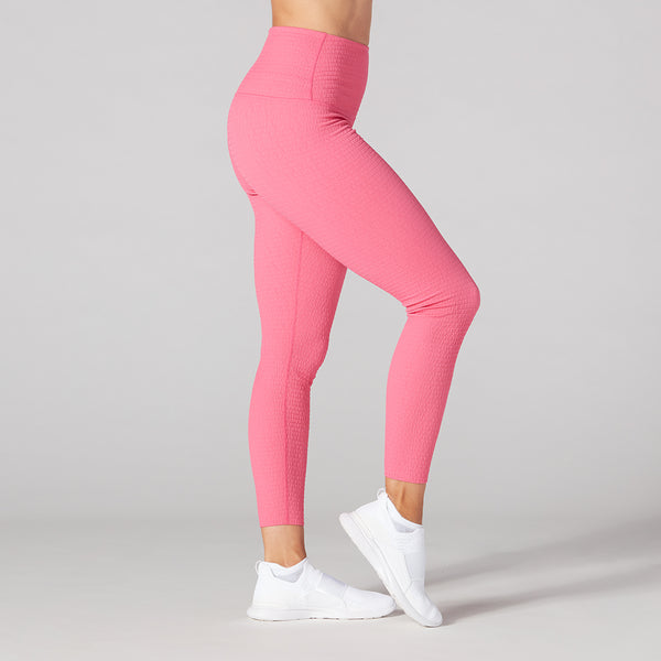 Tavi Active Seersucker High Waisted 7/8 Leggings  Hot Pink Texture