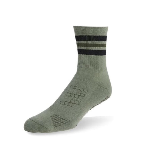 Tavi Active Base Crew Grip Socks Olive Stripe