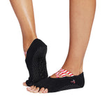 toesox half toe grip socks Elle candy cane lane