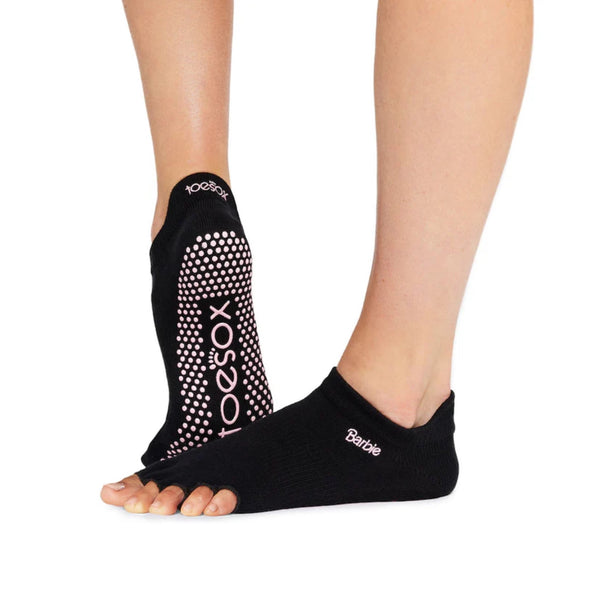 Toe Sox Half Toe Low Rise Barbie Black Grip Socks