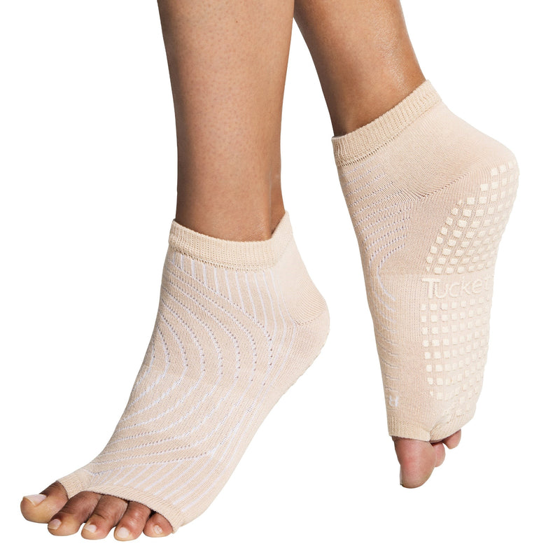 Women's Anklet Grip Socks - Pilates l Yoga l Barre - Black Pink Blooming  Fields – Tucketts™