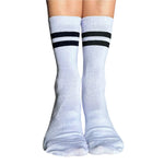 Tucketts Crew Closed Toe Grip Socks Striped Black & Lilac