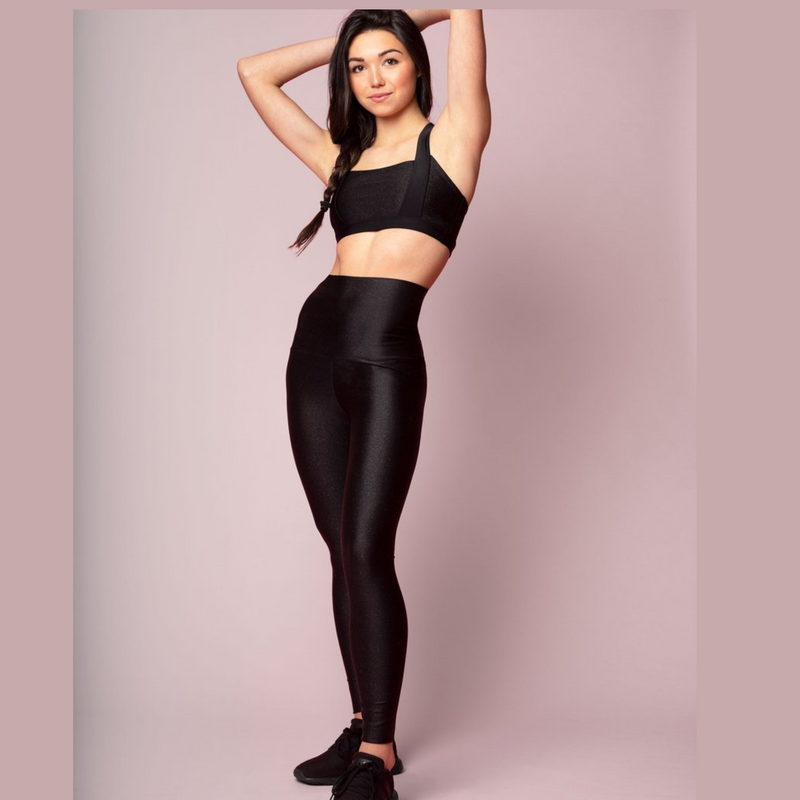 Terez Glitter Mesh Cuff Legging - 1115 Girls - Black - Dancewear Centre