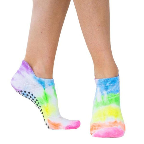 Avery Tie Dyed Tab Back Grip Sock - Onyx Black White - Great Soles