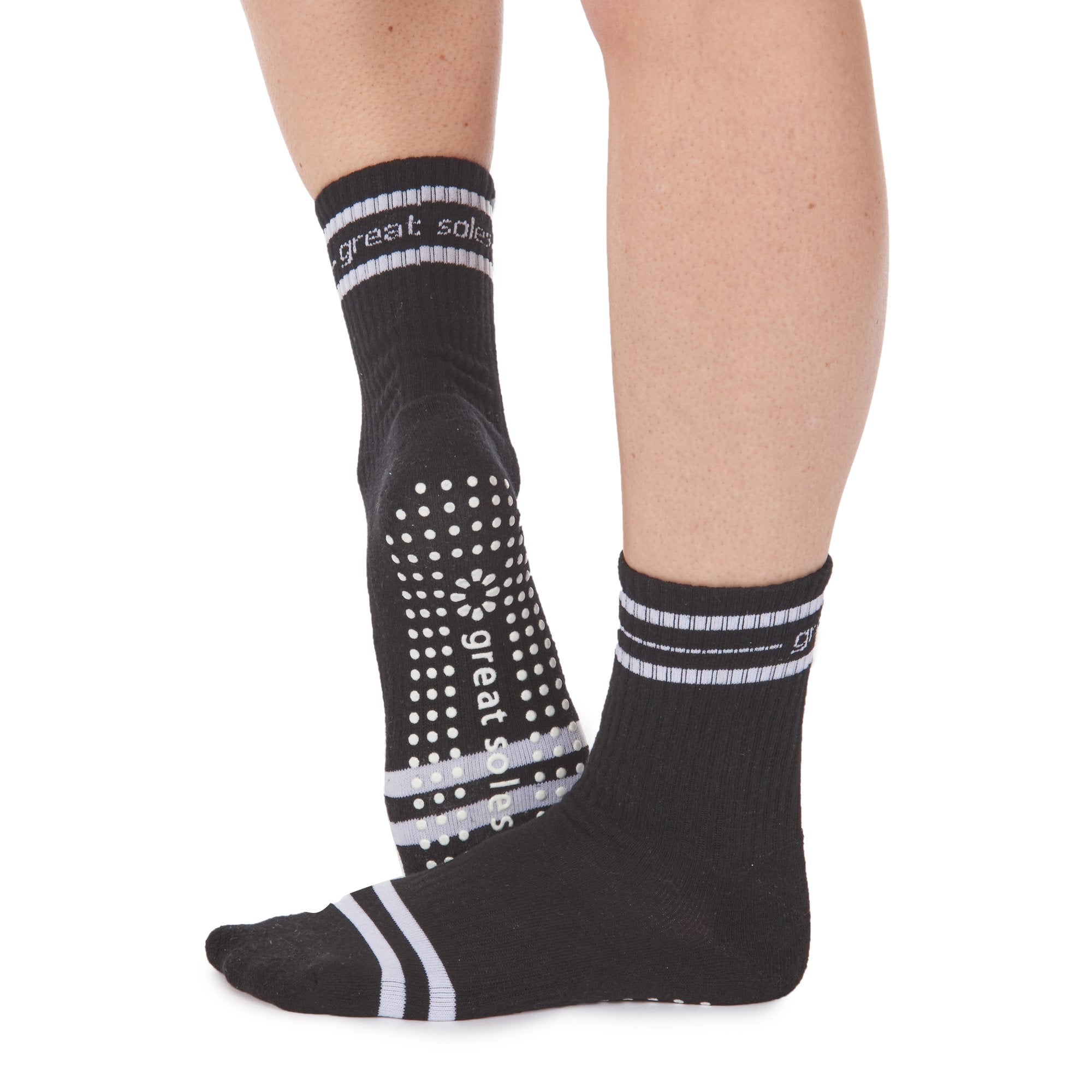 Jess Crew Grip Sock (Barre/Pilates/Yoga) - Rhinestone Stud - Great Soles -  simplyWORKOUT – SIMPLYWORKOUT