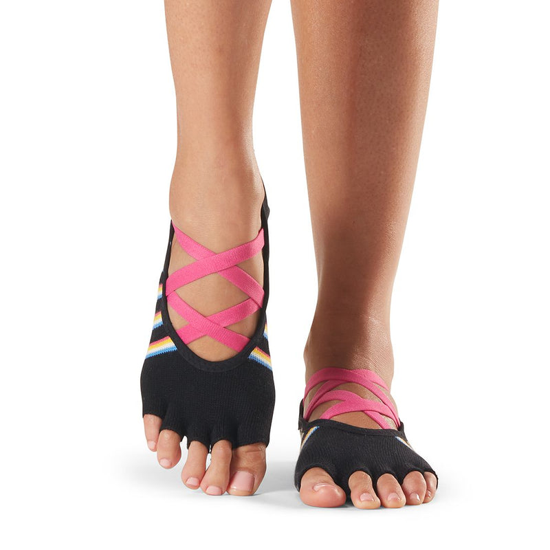 TOESOX BELLARINA Half Toe Grip Socks Black Blue Duet Yoga Pilates - Women's  Sz S