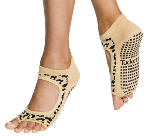 Anklet Grip Socks Leopard Pink Stripe - Tucketts - simplyWORKOUT