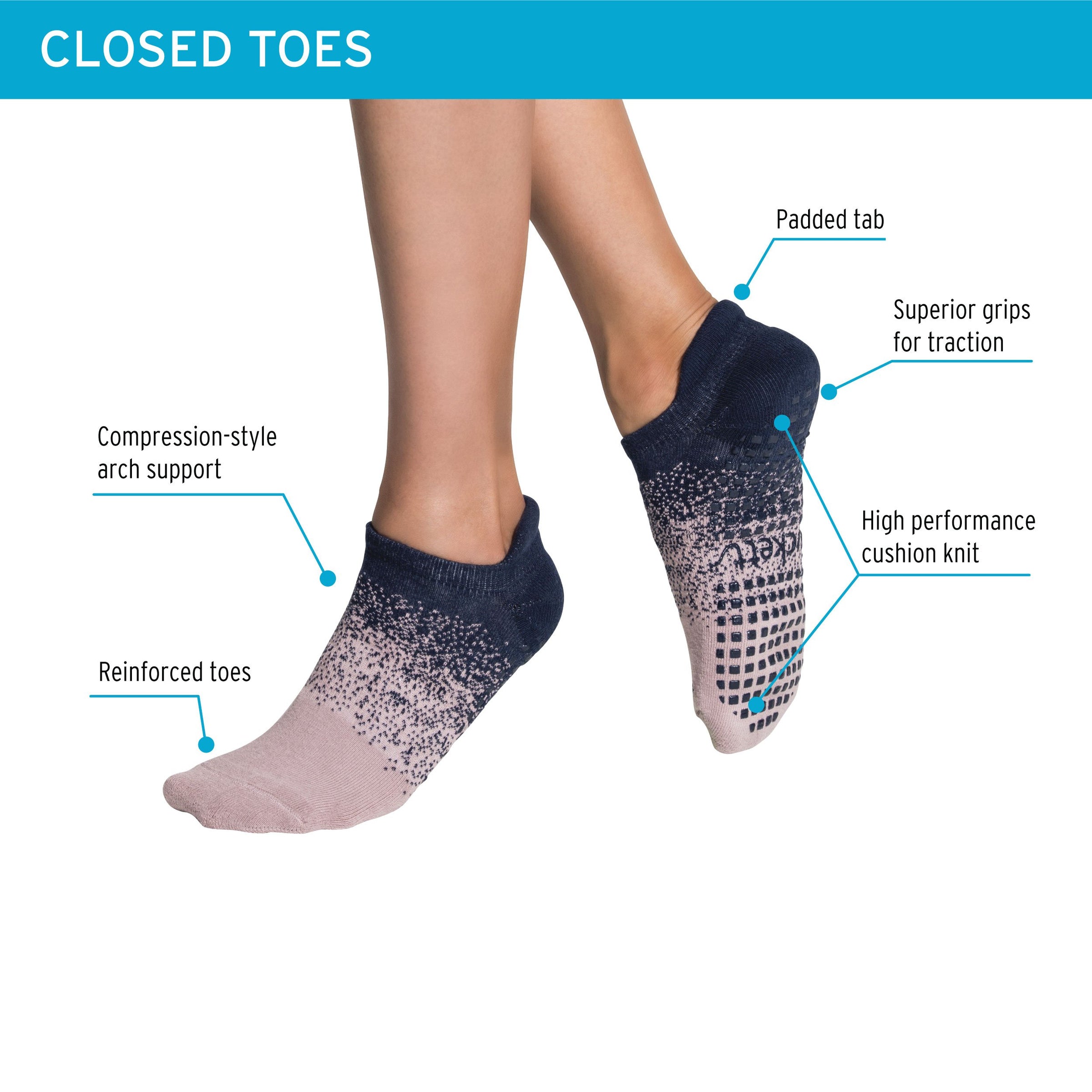 Each style of Tucketts grip socks has a unique set of features to