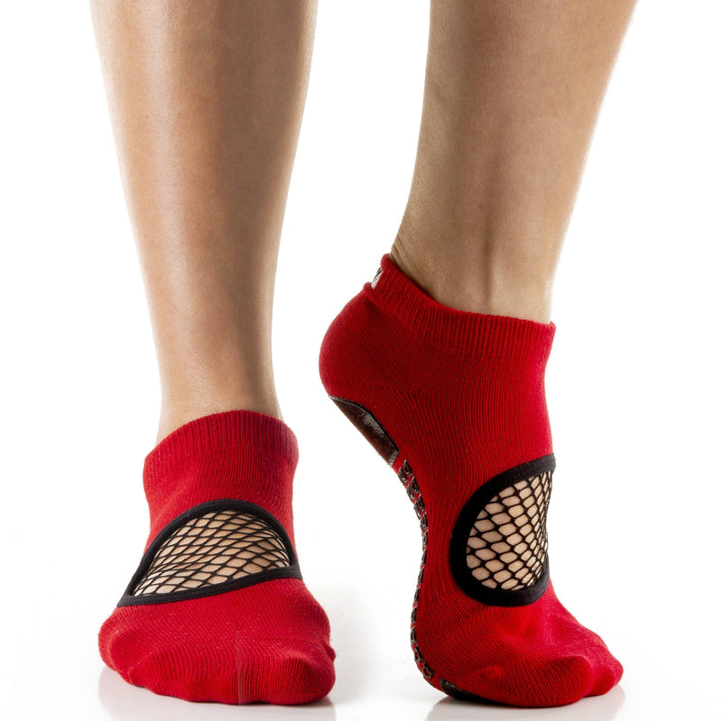 Arebesk Fishnet Open Toe Grip Socks - Pink (Barre / Pilates) or i