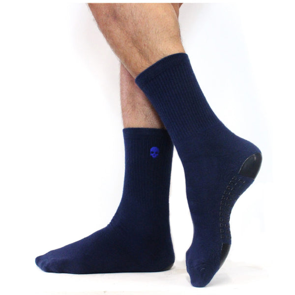 Arebesk Skull and Bones - Navy Men Crew Grip Socks