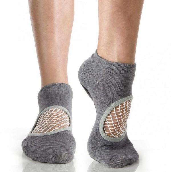 Arebesk Fishnet Grip Socks - Grey White (Barre / Pilates) - SIMPLYWORKOUT