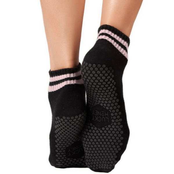 boyfriend lucky honey crew grip sock in black