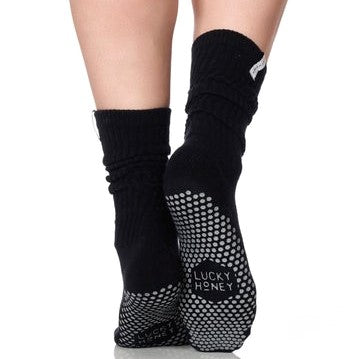 The Scrunchie Black Grip Sock - Lucky Honey - simplyWORKOUT