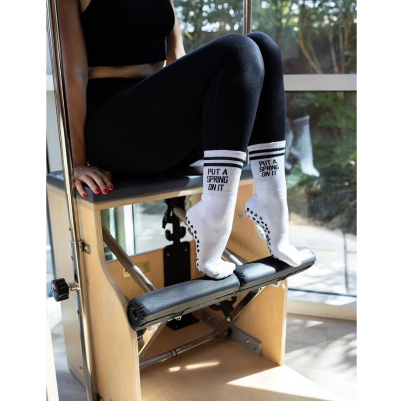 pilates honey crew grip sock put a spring on it