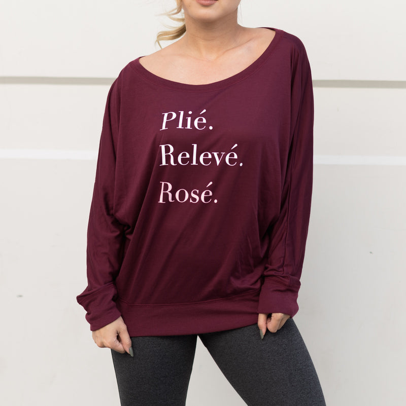 Plié Relevé Rosé Long Sleeve Tee by simplyWORKOUT – SIMPLYWORKOUT