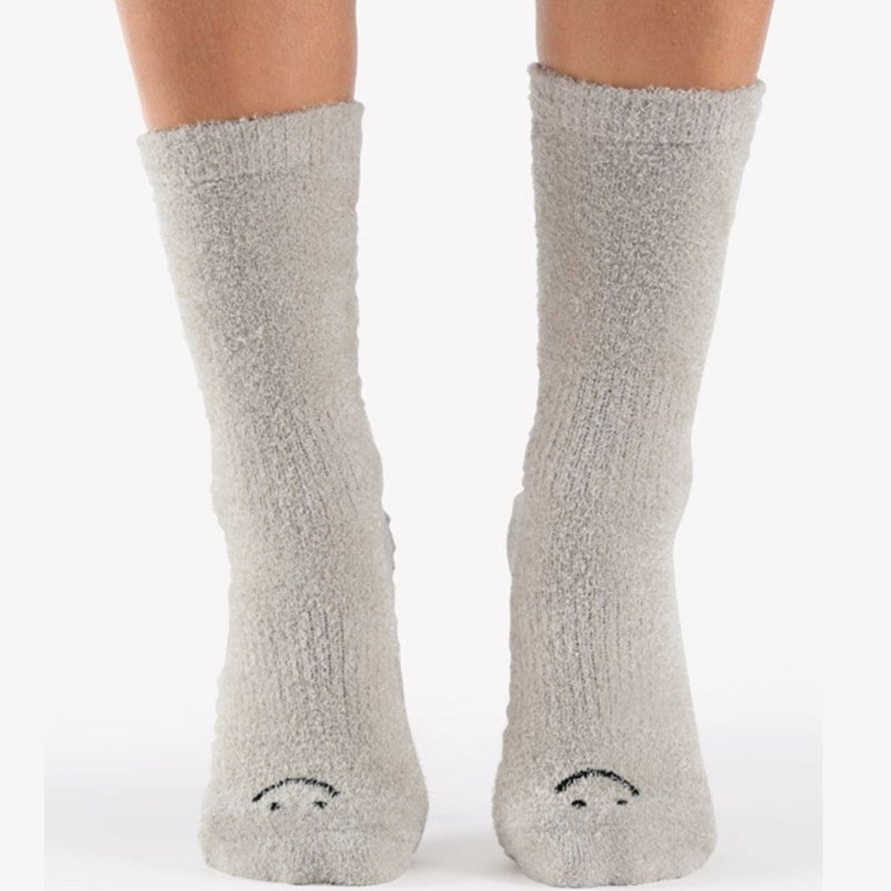 Gripjoy Socks Women's Dark Grey Fuzzy Socks with Grips (Pack of 2)