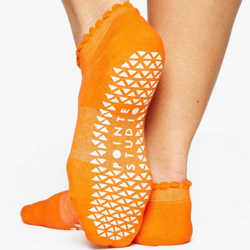 pointe studio happy grip socks tigerlily orange