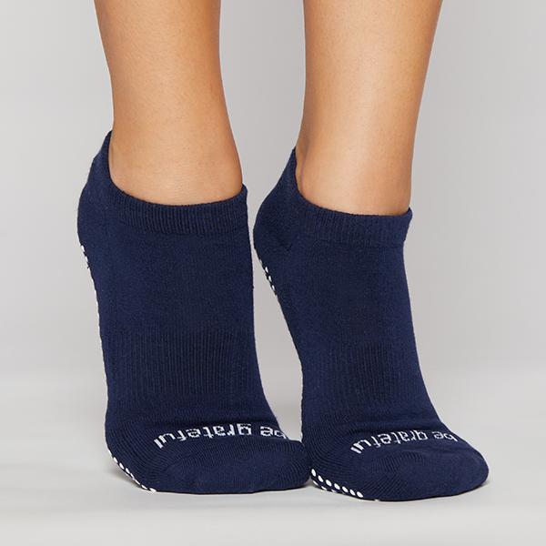 Sticky Be Be Grateful - Navy White Grip Socks