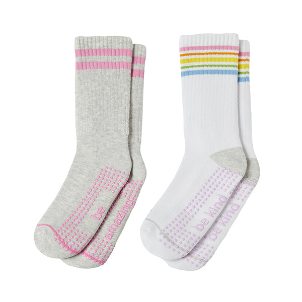 Sticky Be Girls 2 Pack  - Brynn Grip Crew Socks