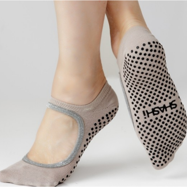 shashi sweet taupe grip socks