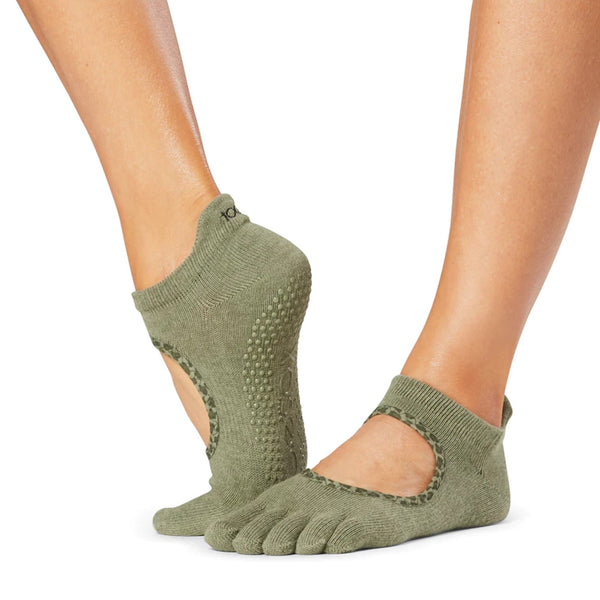 Bellarina Full Toe - Olive Leopard Grip Socks (Barre / Pilates) - SIMPLYWORKOUT