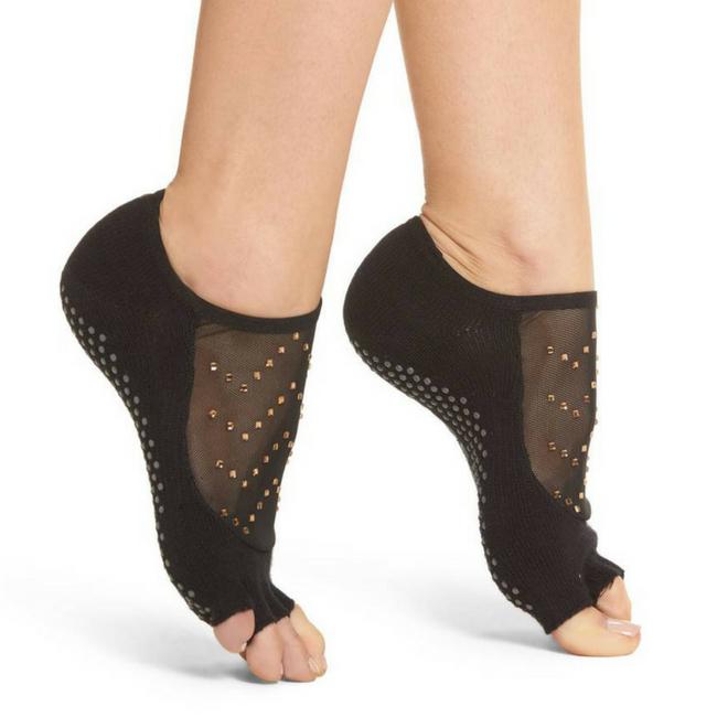 ToeSox Full Toe Luna Grip Socks – 5-Toe Mesh Panel Design, Non