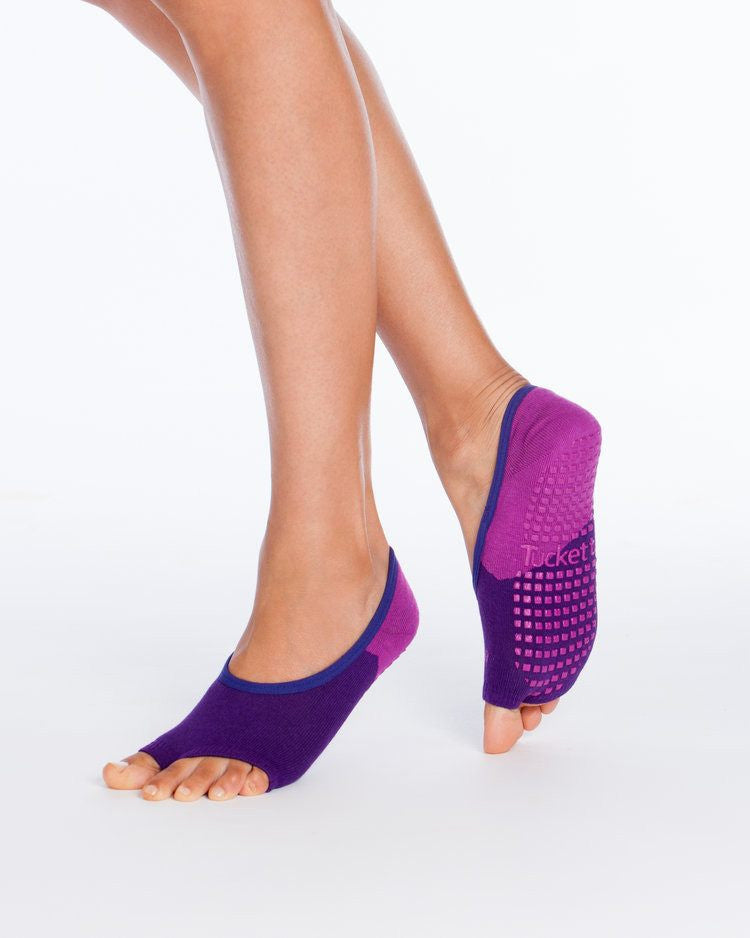 Women's Anklet Grip Socks - Pilates l Yoga l Barre - Black Pink Blooming  Fields – Tucketts™