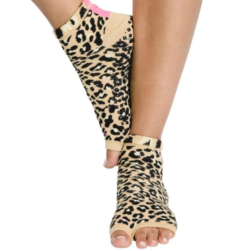 Anklet Grip Socks Leopard Pink Stripe - Tucketts - simplyWORKOUT