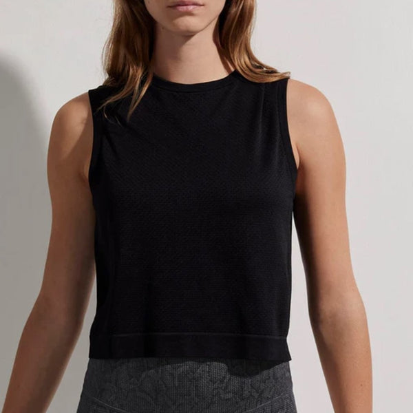 varley page seamless crop tank black